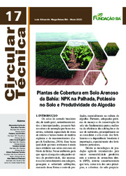 Thumbnail de Plantas de cobertura em solo arenoso da Bahia: NPK na palhada, potássio no solo e produtividade do algodão.