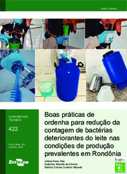Thumbnail de Boas práticas de ordenha para redução da contagem de bactérias deteriorantes do leite nas condições de produção prevalentes em Rondônia.